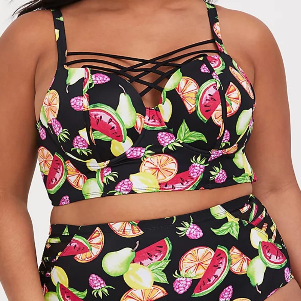 Fruit print torrid lattice balconette bikini top